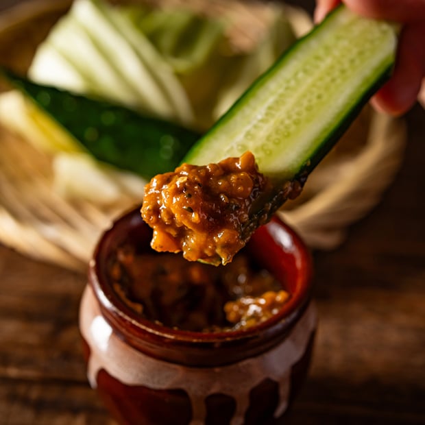 自家製塚田味噌 3種の野菜付き